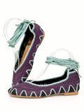 Bailarinas de crochet estilo bohemio con cordones N5810