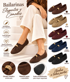 Bailarinas Mujer Elegantes con Adorno Dorado, Zapatos Planos Cómodos, Ligeros y Flexibles 6602b