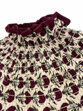 Blusa Floral de Mujer con Volantes y Cuello Fruncido | Manga Abullonada | Estilo Vintage 80341