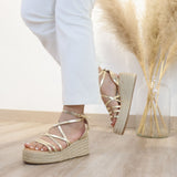 Sandalias Mujer de Plataforma Espadrilles con Suela de Yute 6016 - FELIZ SHOPPING 
