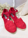 ZAPATOS ESPARTO ENCAJE ROJO 787-6A-RJ - FELIZ SHOPPING 