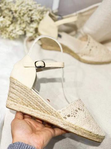 ZAPATOS ESPARTO ENCAJE BEIGE 787-6A-BE - FELIZ SHOPPING 